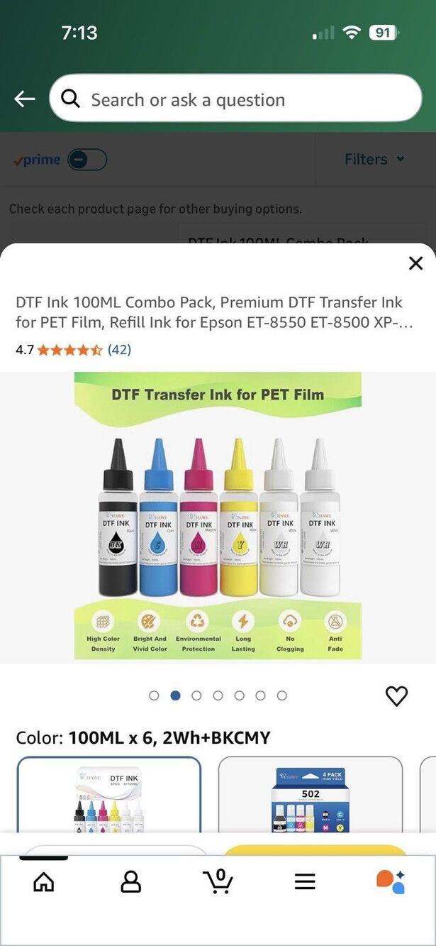DTF Ink 100ML Combo Pack, Premium DTF Transfer Ink